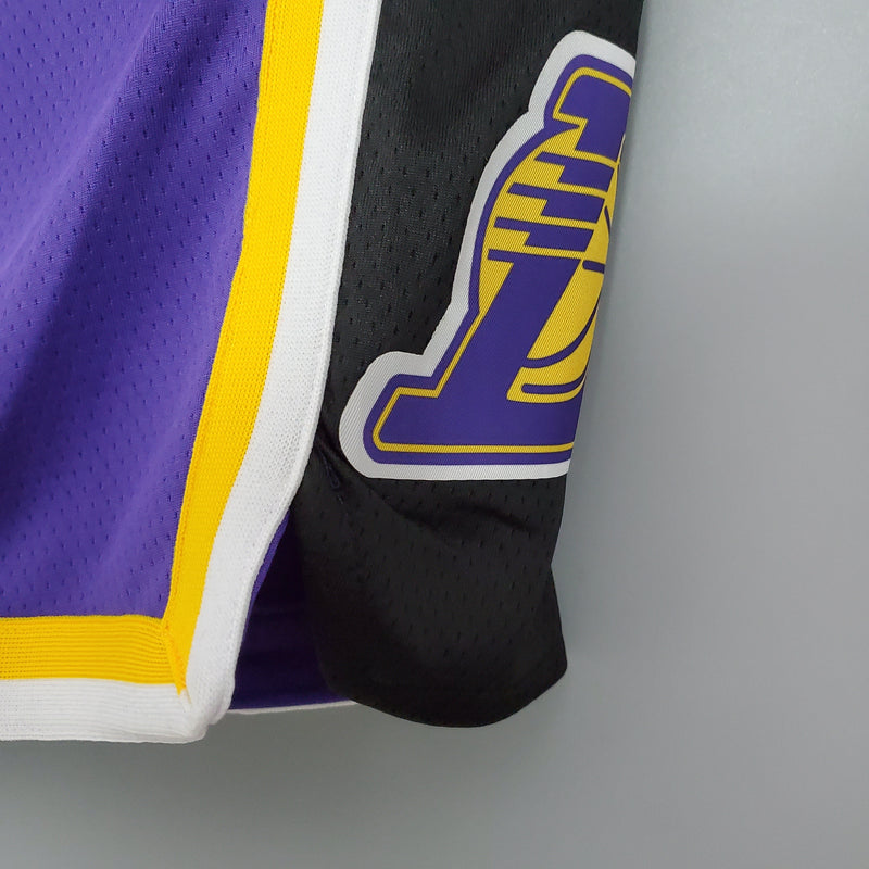 Los Angeles Lakers Purple Black Side NBA Shorts 