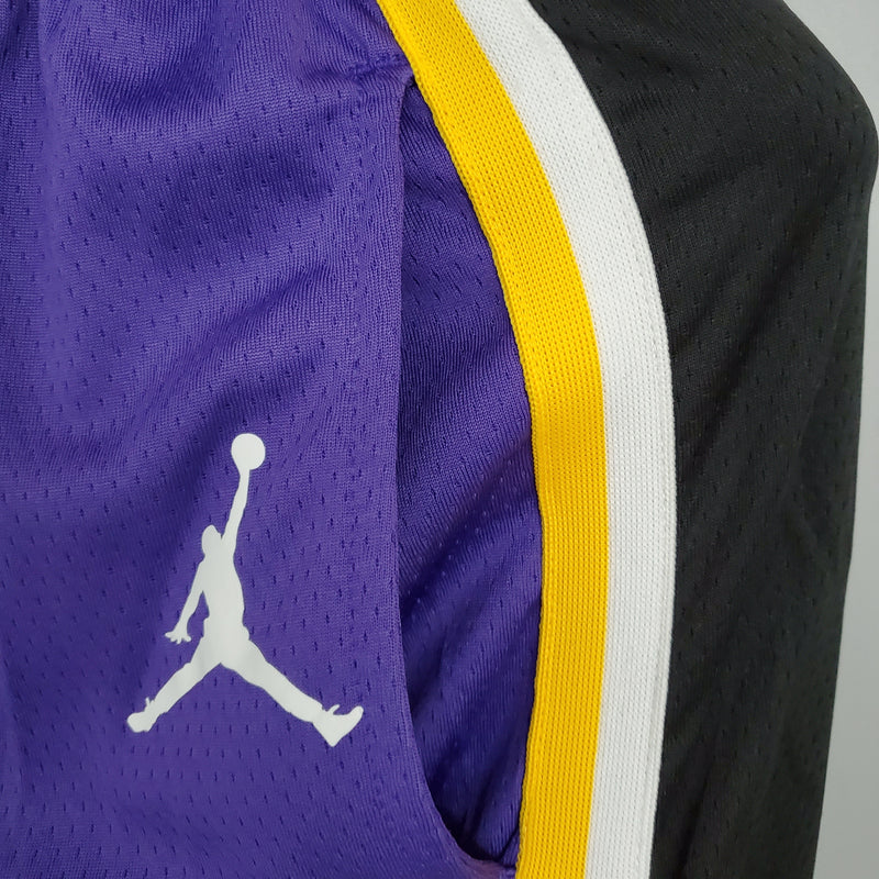 Los Angeles Lakers Purple Black Side NBA Shorts 