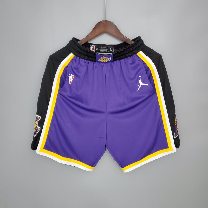 Los Angeles Lakers Purple Black Side NBA Shorts 